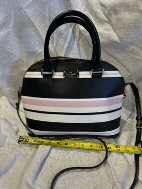 kate spade Black, Pink & White Striped Dome Satchel